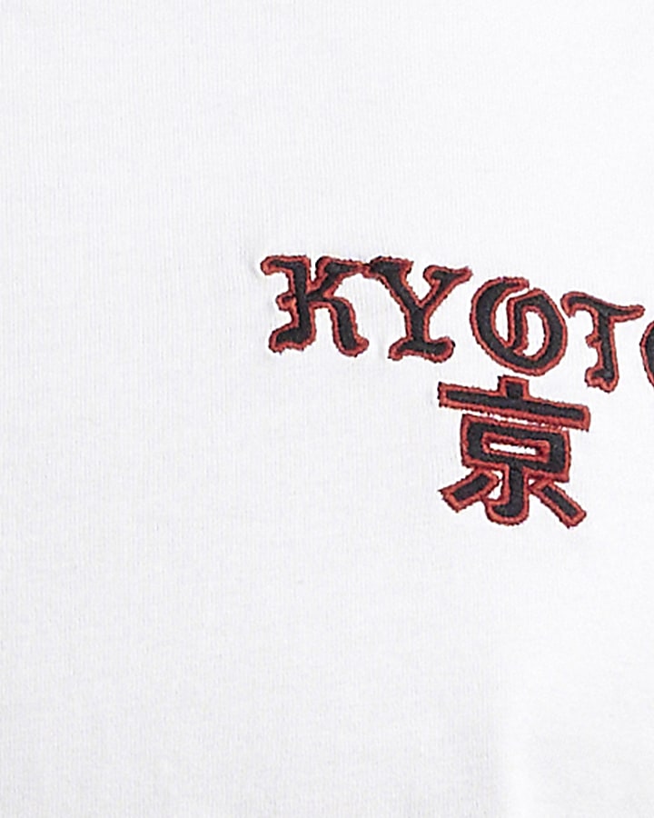 White Regular Fit Kyoto Velvet Patch T-Shirt