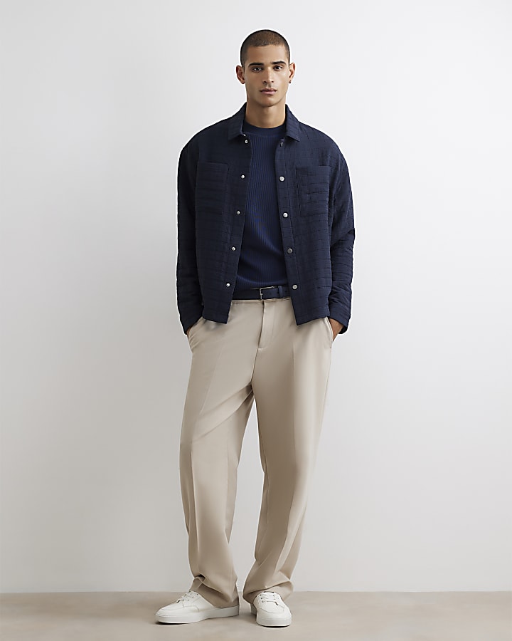 Navy Slim Fit Vertical T-Shirt