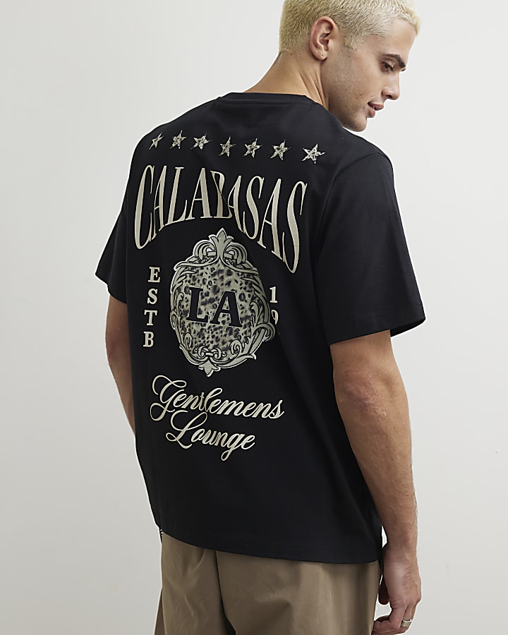 Black Cotton Calabasas Stars T-Shirt