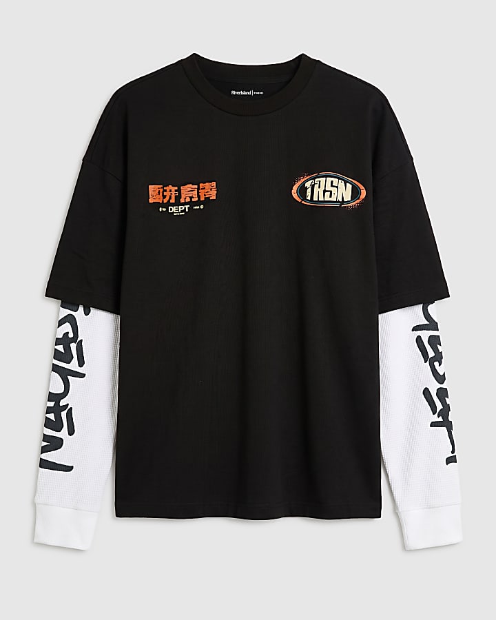 Black Cotton Double Layered Car T-Shirt