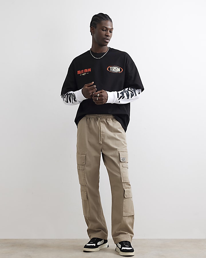 Black Cotton Double Layered Car T-Shirt