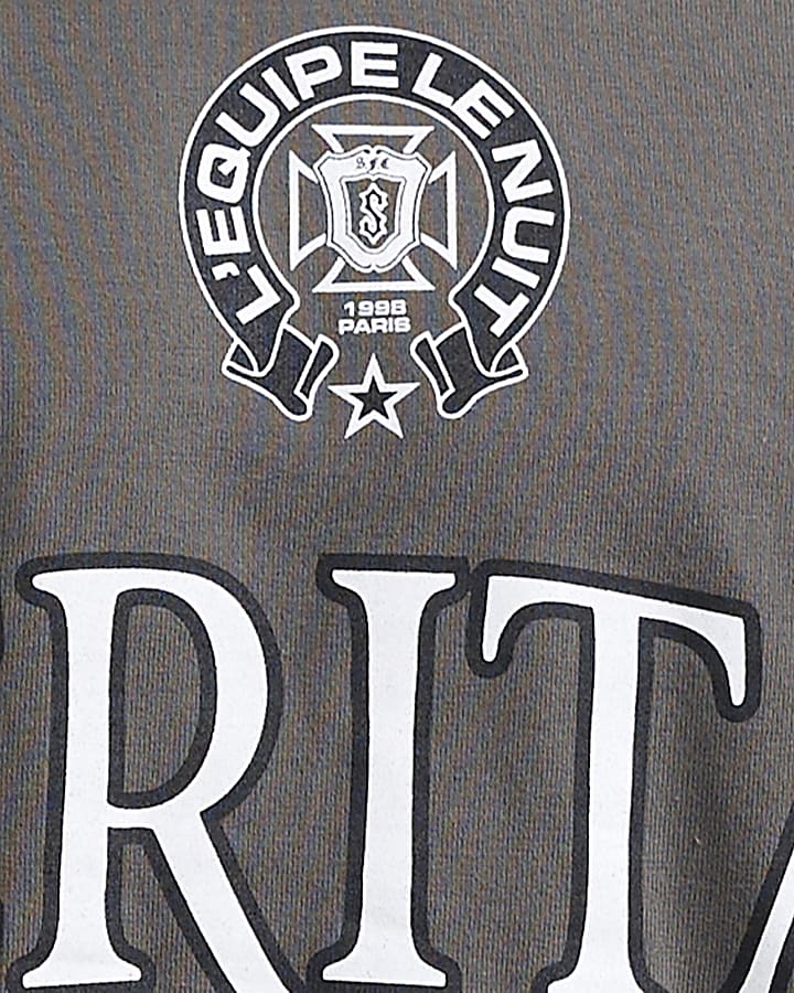 Grey Cotton Double Layer Gothic T-Shirt
