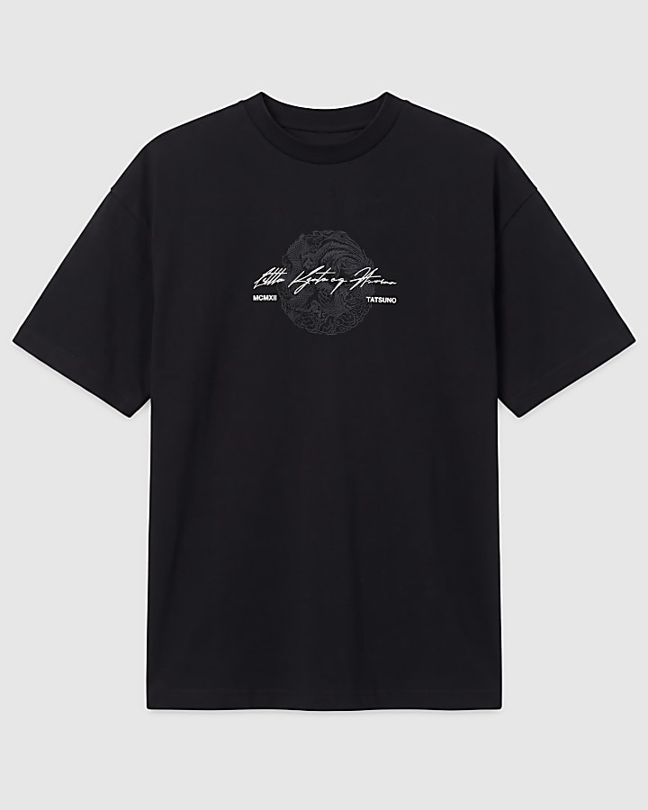 Black Cotton Tatsuno Dragon T-Shirt