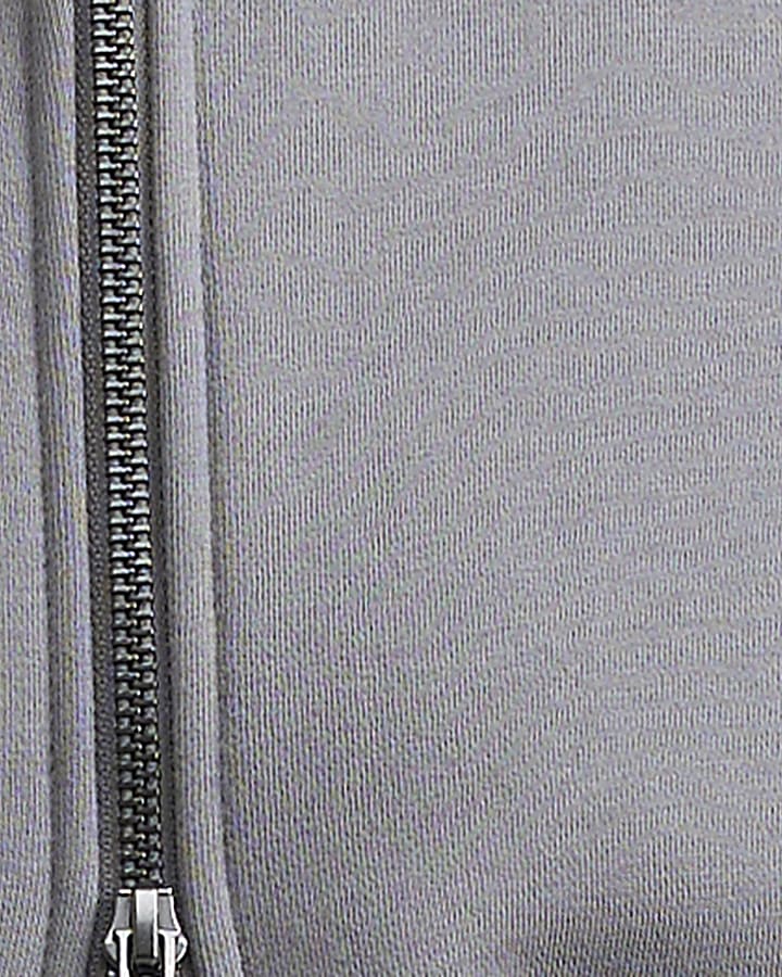 Grey Oversized Fit Cotton Zip Through Hoodie