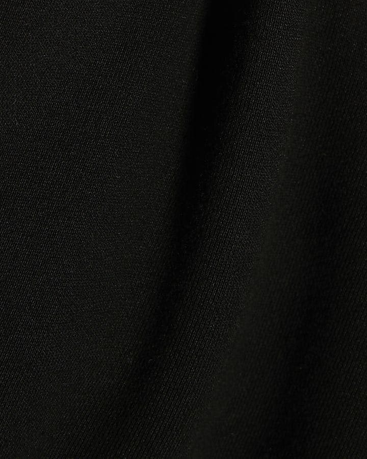 Black Oversized Fit Cotton Zip Through Hoodie