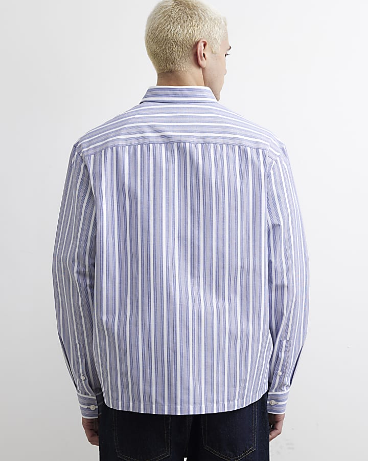 Blue Boxy Fit Stripe 365 Studios Shirt