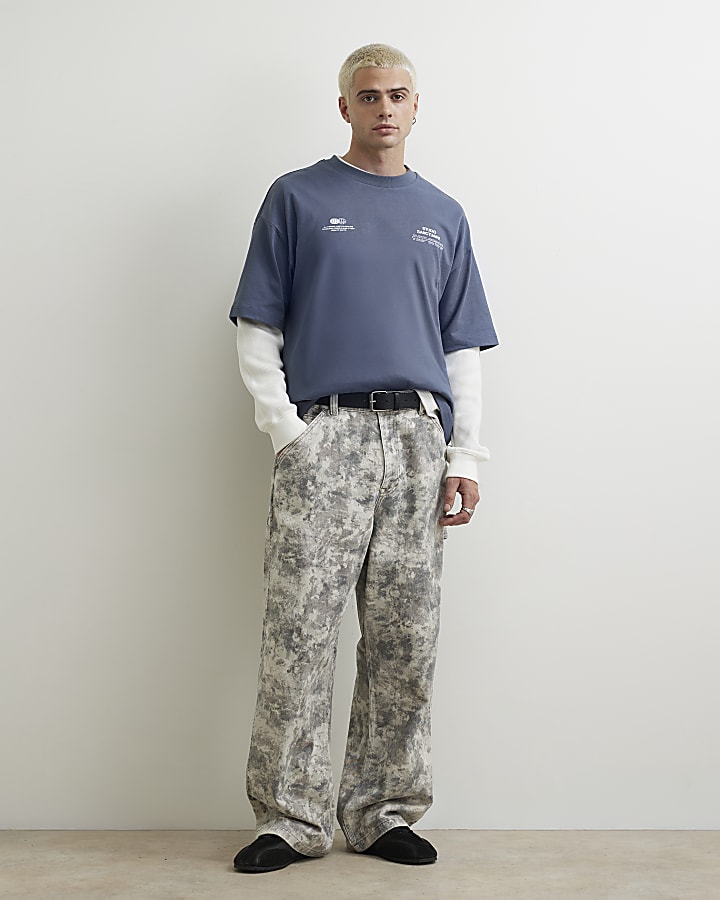 Blue Oversized Fit Cotton Sanctuaire T-Shirt