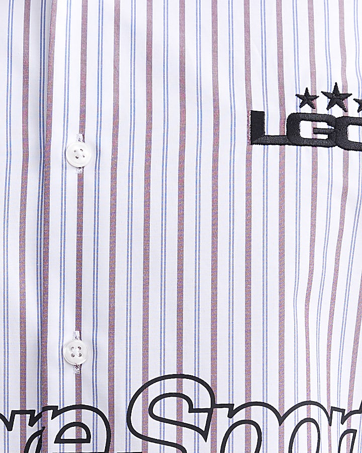 Burgundy Boxy Fit Stripe Honore Sport Shirt