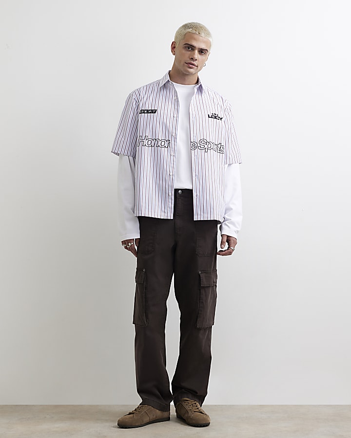 Burgundy Boxy Fit Stripe Honore Sport Shirt
