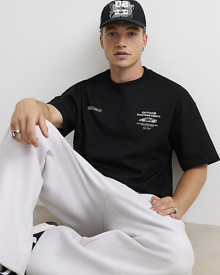 Black Cotton Octane Racing T-Shirt