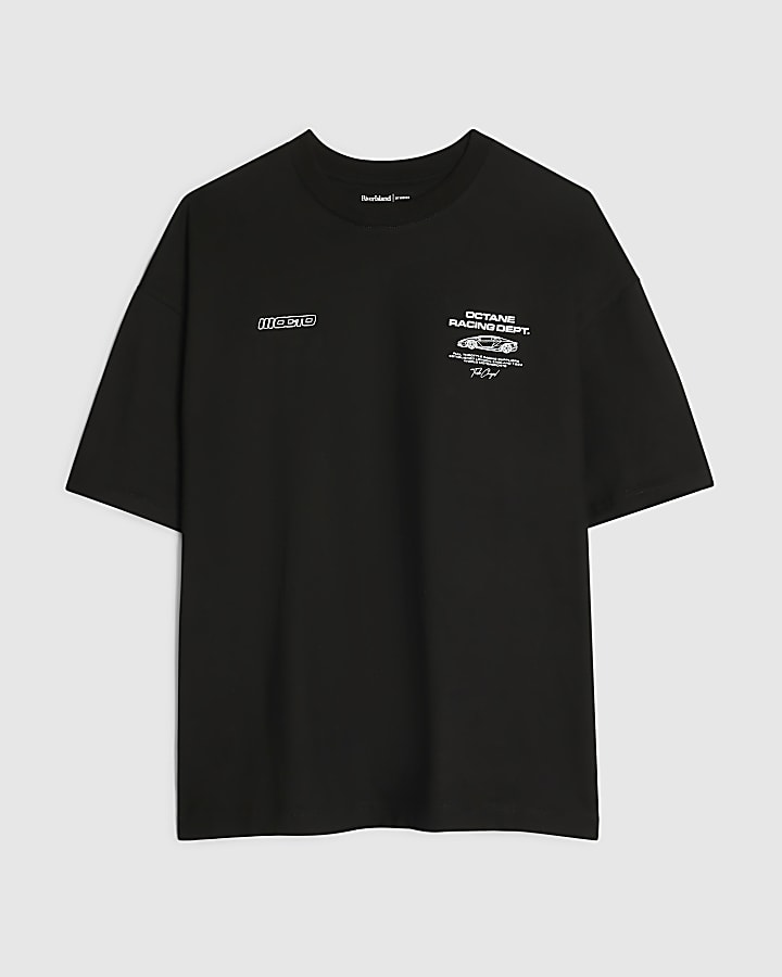 Black Cotton Octane Racing T-Shirt