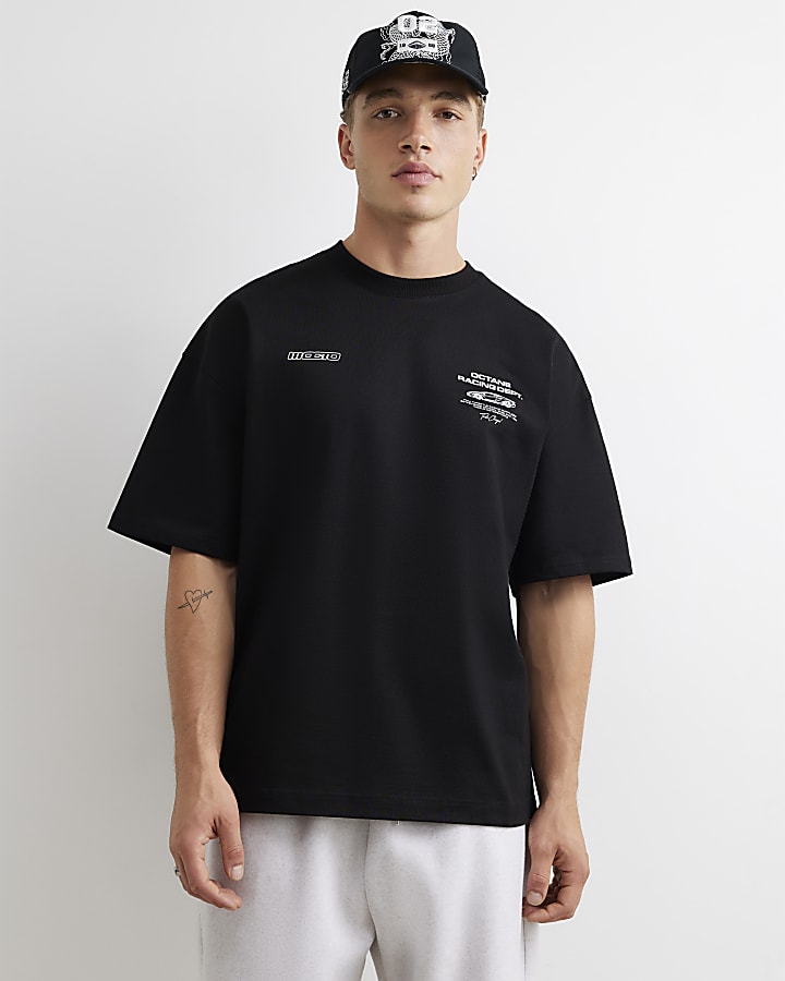 Black Cotton Octane Racing T-Shirt