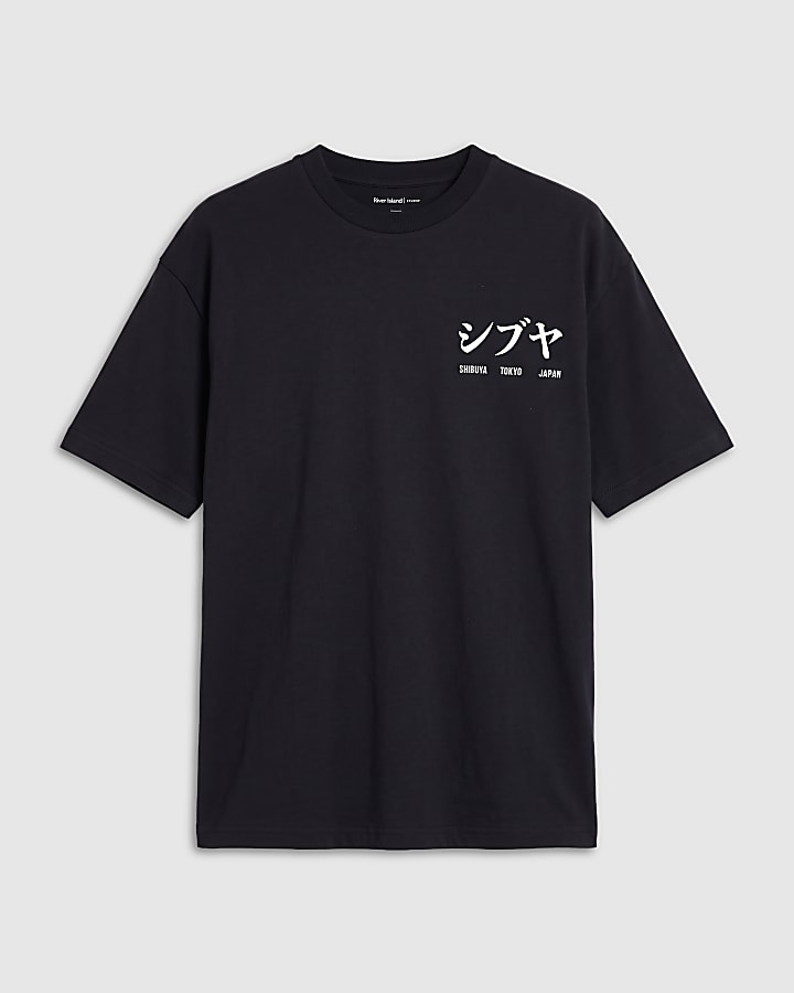 Black Oversized Fit Japanese Car T-shirt