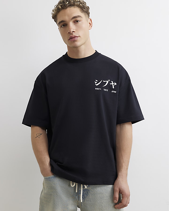 Black Oversized Fit Japanese Car T-shirt