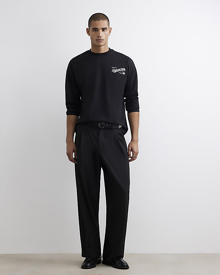 Black Cotton Belmont Embroidered T-Shirt