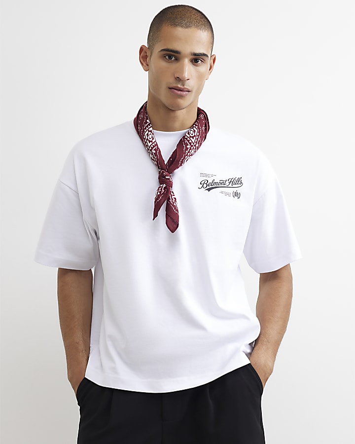 White Cotton Embroidered Belmont T-Shirt