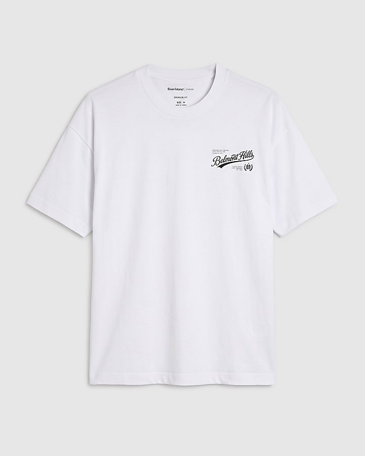 White Cotton Embroidered Belmont T-Shirt