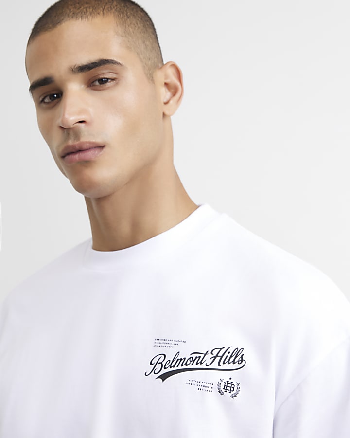 White Cotton Embroidered Belmont T-Shirt