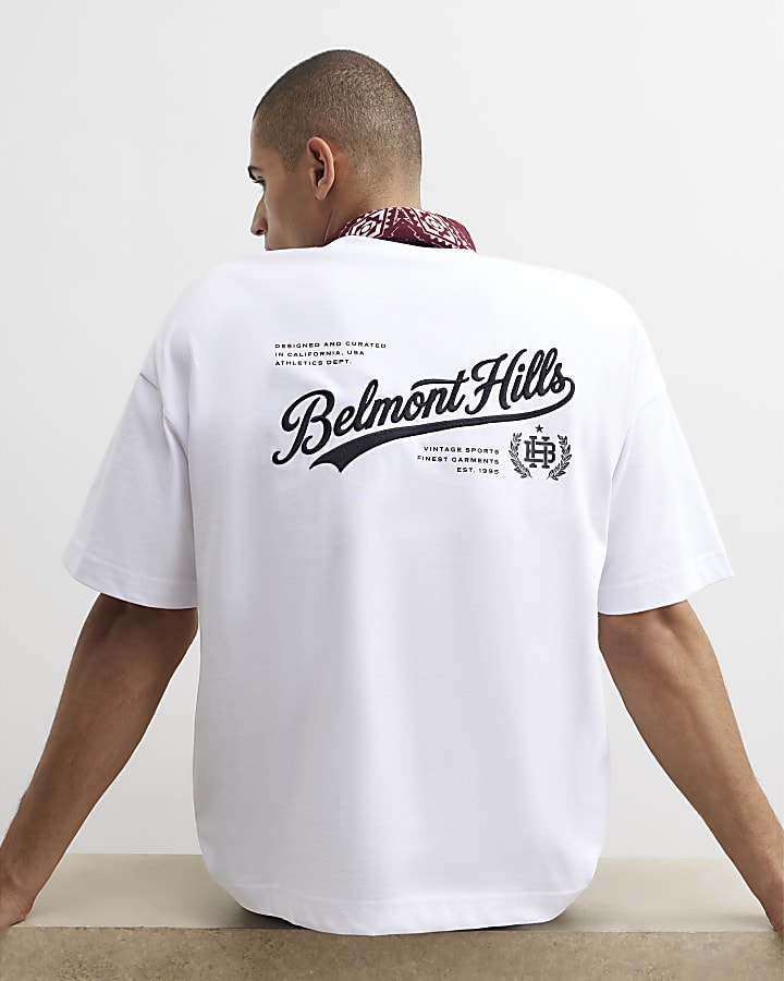 White Cotton Embroidered Belmont T-Shirt