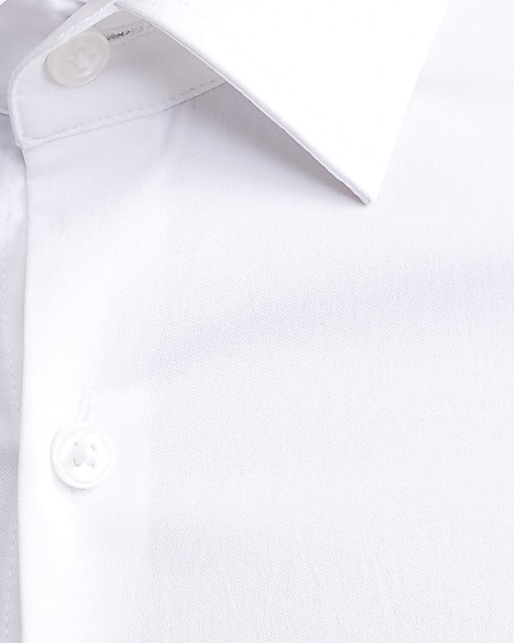 White Muscle Fit Long Sleeve Shirt