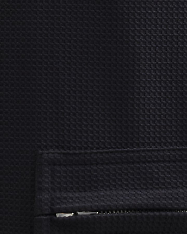 Black Slim Fit Waffle Cargo Joggers