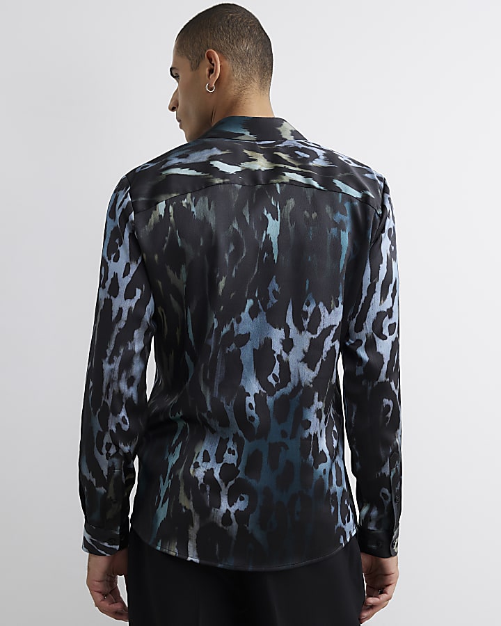 Blue Animal Print Shirt