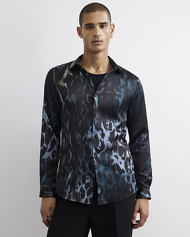Blue Animal Print Shirt