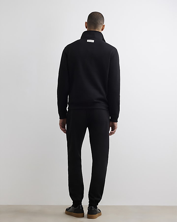 Black Regular Fit Cuffed Hem Joggers