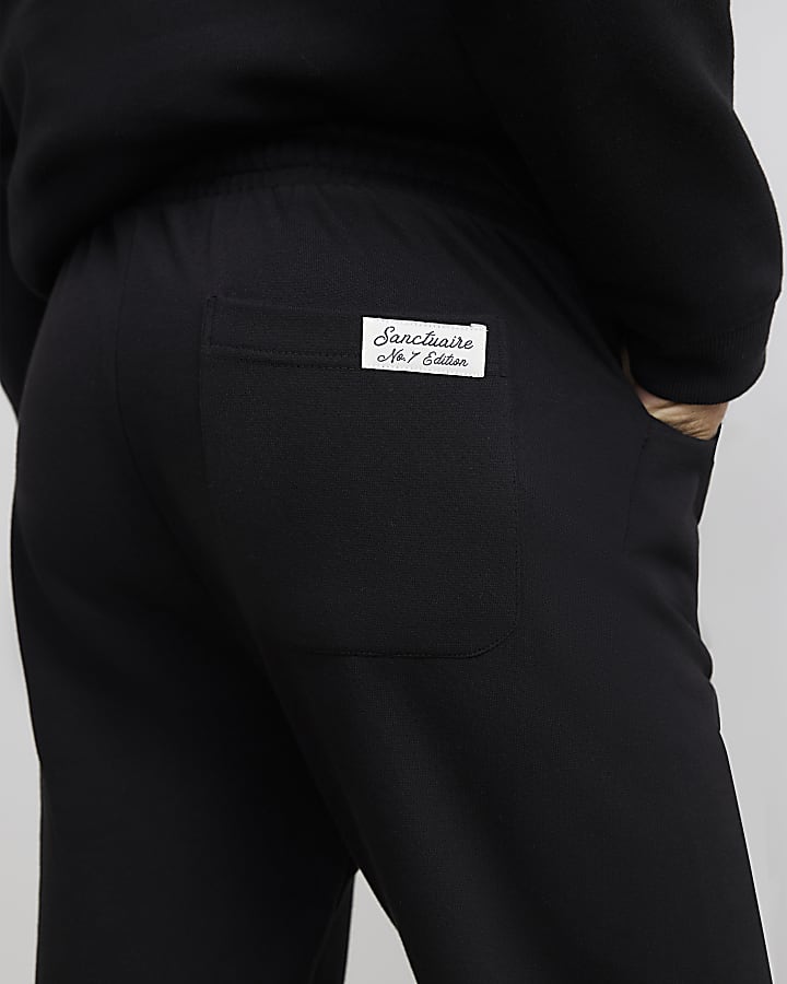 Black Regular Fit Cuffed Hem Joggers