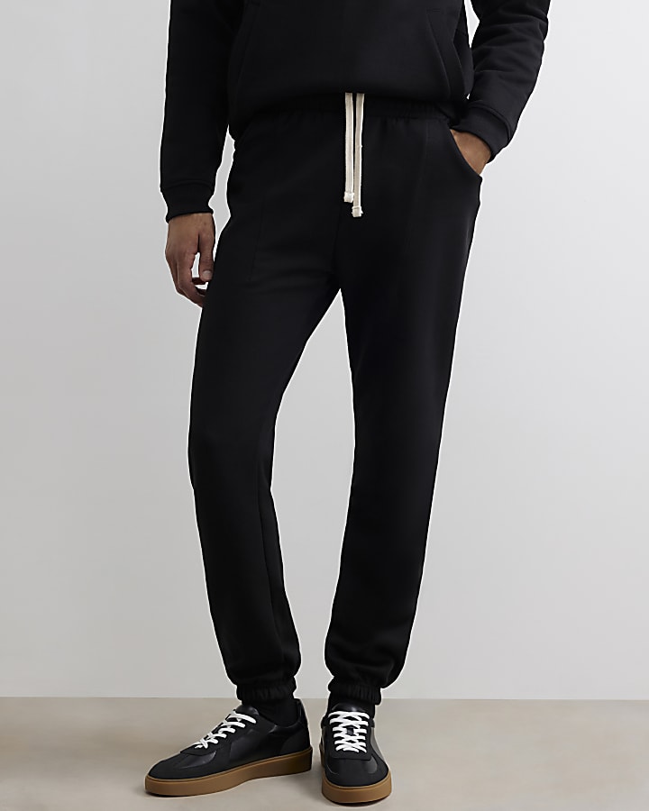 Black Regular Fit Cuffed Hem Joggers