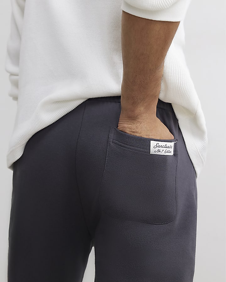 Grey Regular Fit Cuffed Hem Joggers