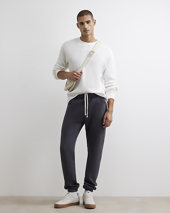 Grey Regular Fit Cuffed Hem Joggers
