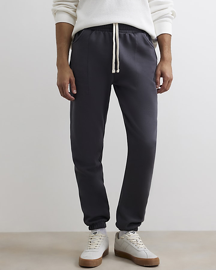 Grey Regular Fit Cuffed Hem Joggers