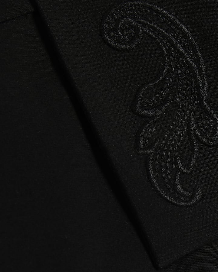 Black Regular Fit Embroidered Shirt
