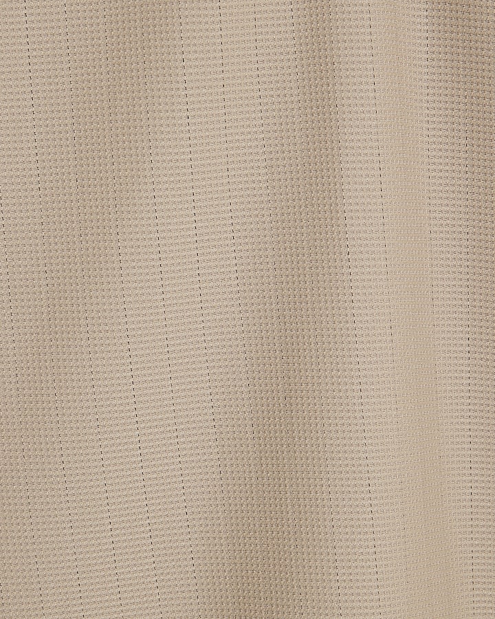 Beige Muscle Fit Cotton Textured Polo Shirt