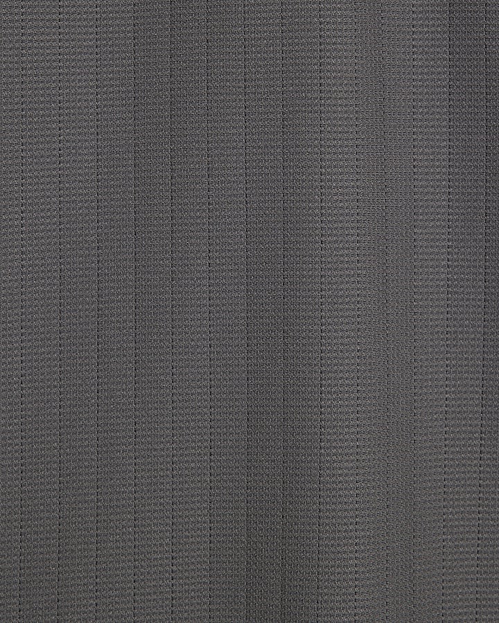 Grey Muscle Fit Textured Polo Shirt