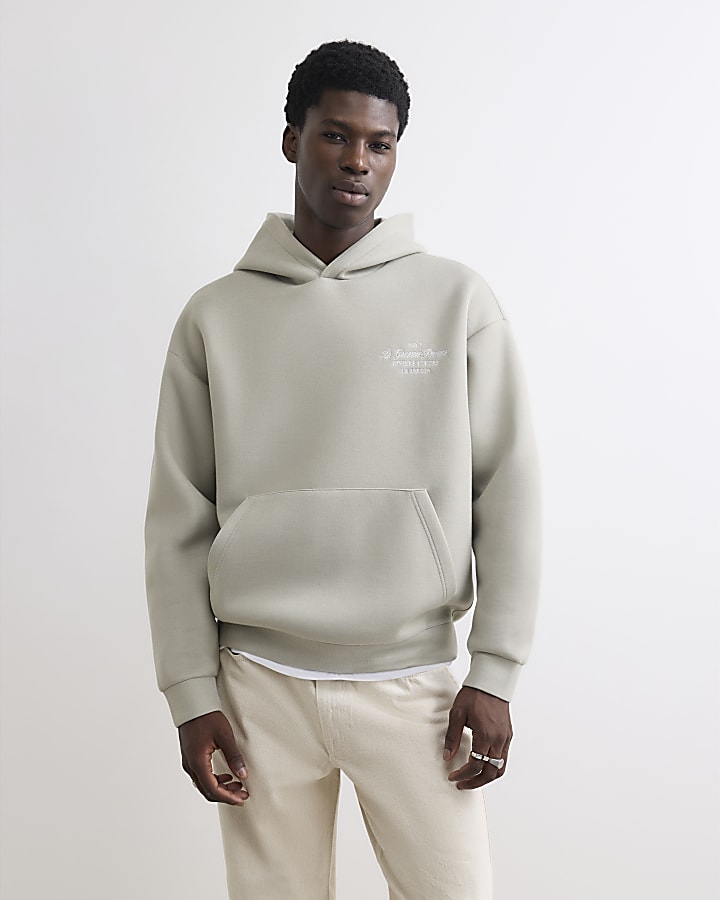 Beige Premium Cotton Floral Hoodie