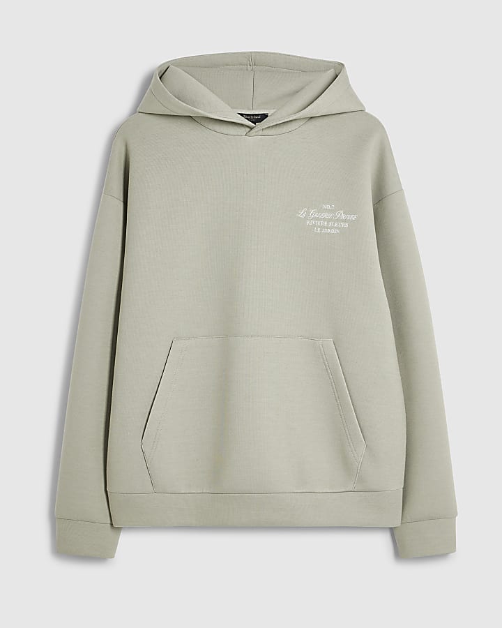 Beige Premium Cotton Floral Hoodie