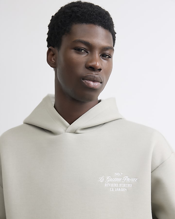 Beige Premium Cotton Floral Hoodie
