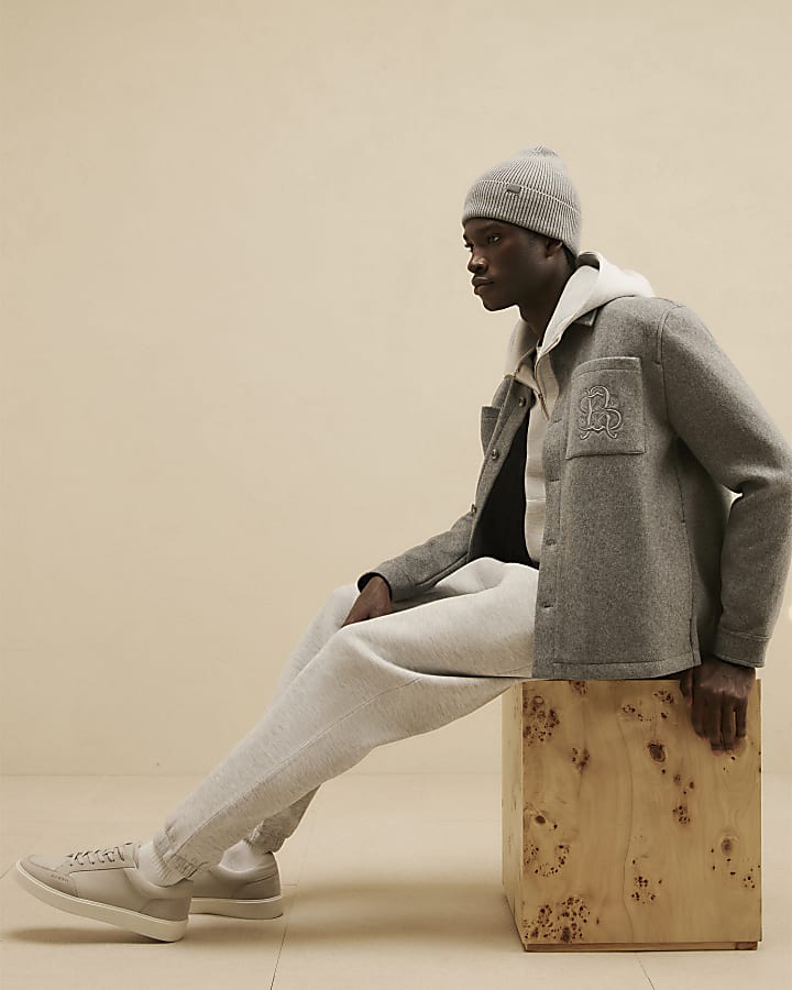 Grey Premium Cotton Cuffed Joggers