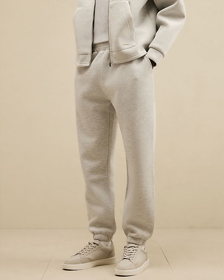 Grey Premium Cotton Cuffed Joggers
