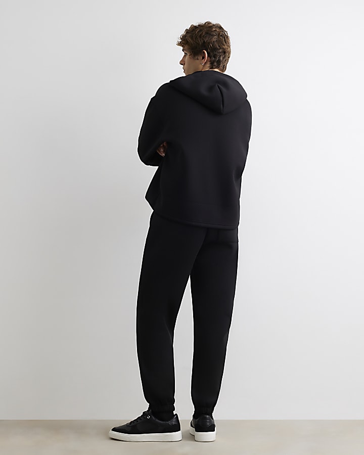 Black Premium Cotton Cuffed Joggers