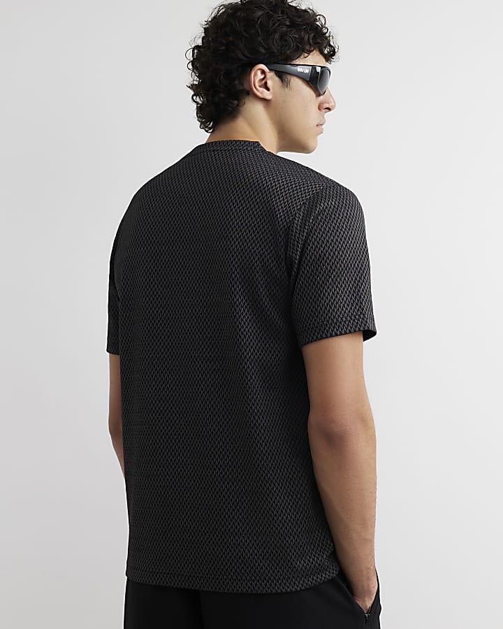 Grey Slim Fit Jacquard Triangle T-Shirt