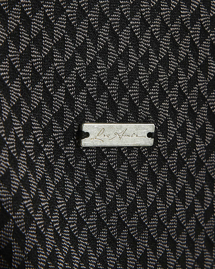 Grey Slim Fit Jacquard Triangle T-Shirt