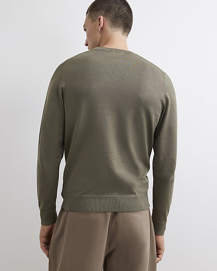 Khaki Slim Fit Knit Jumper
