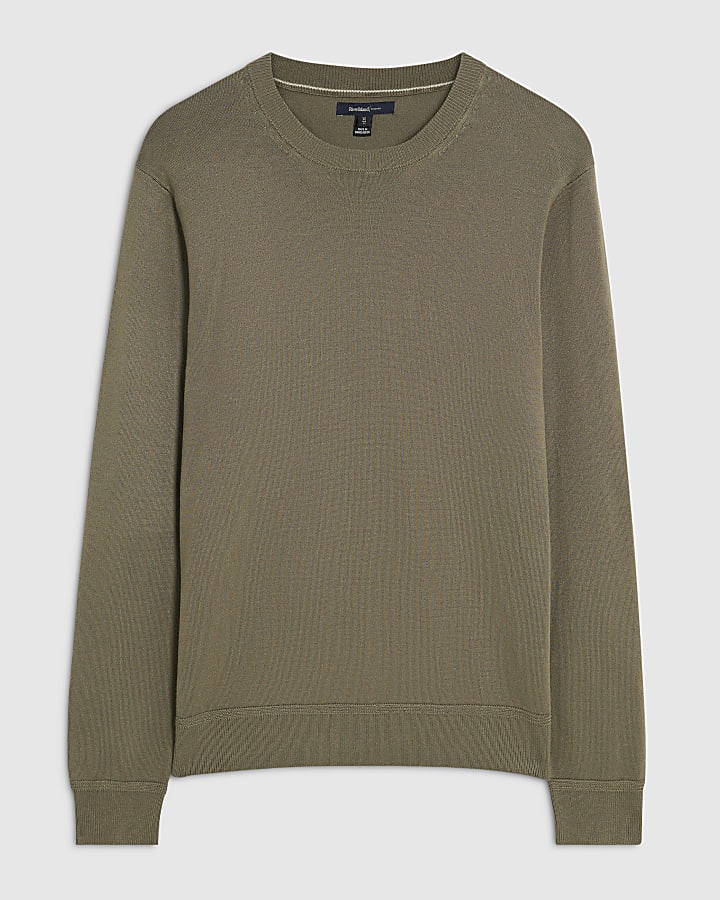 Khaki Slim Fit Knit Jumper