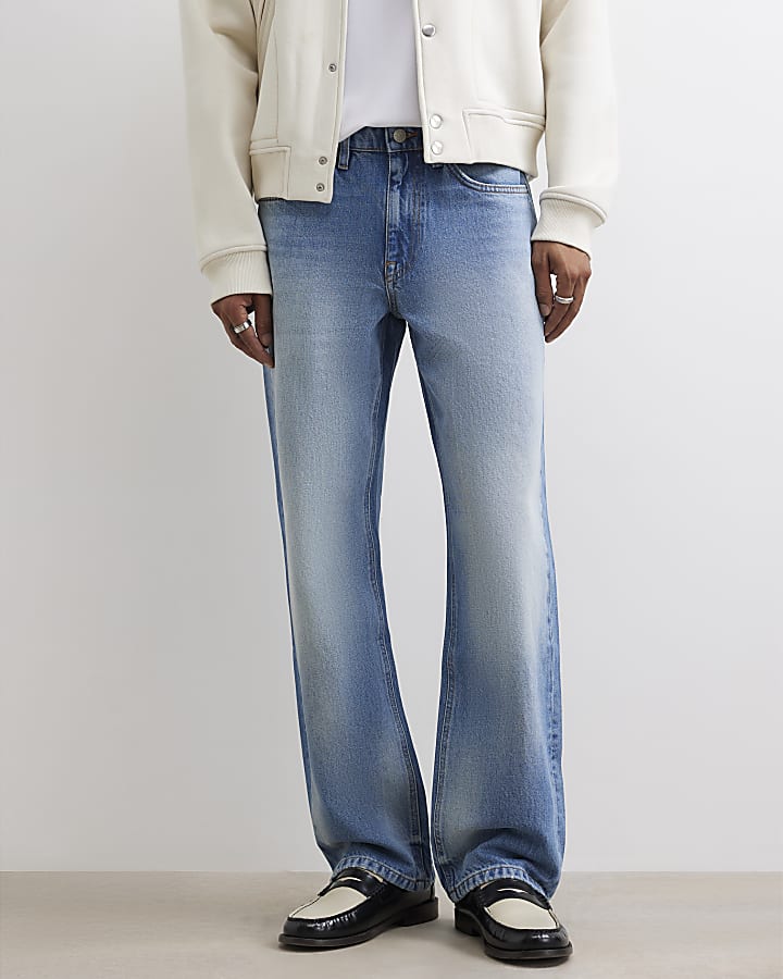 Blue Loose Fit Mid Wash Jeans