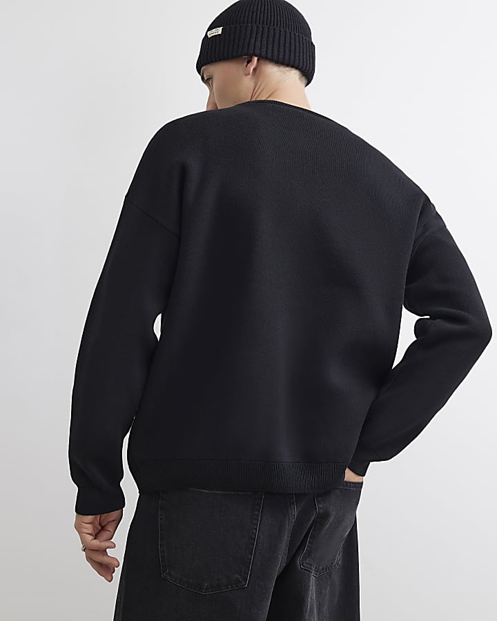 Black Oversized Fit Knit Montpellier Jumper