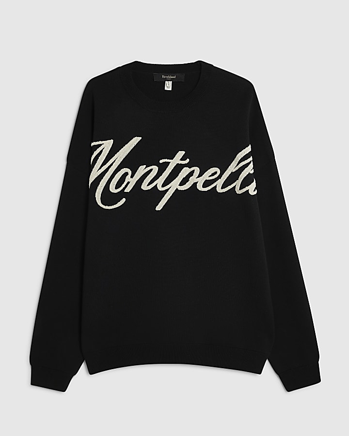 Black Oversized Fit Knit Montpellier Jumper