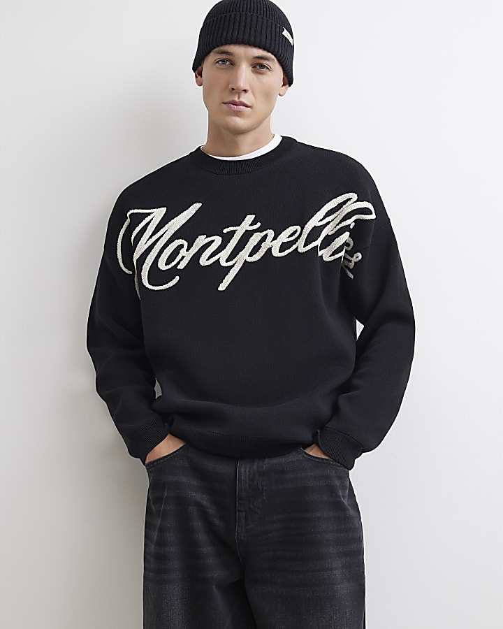 Black Oversized Fit Knit Montpellier Jumper